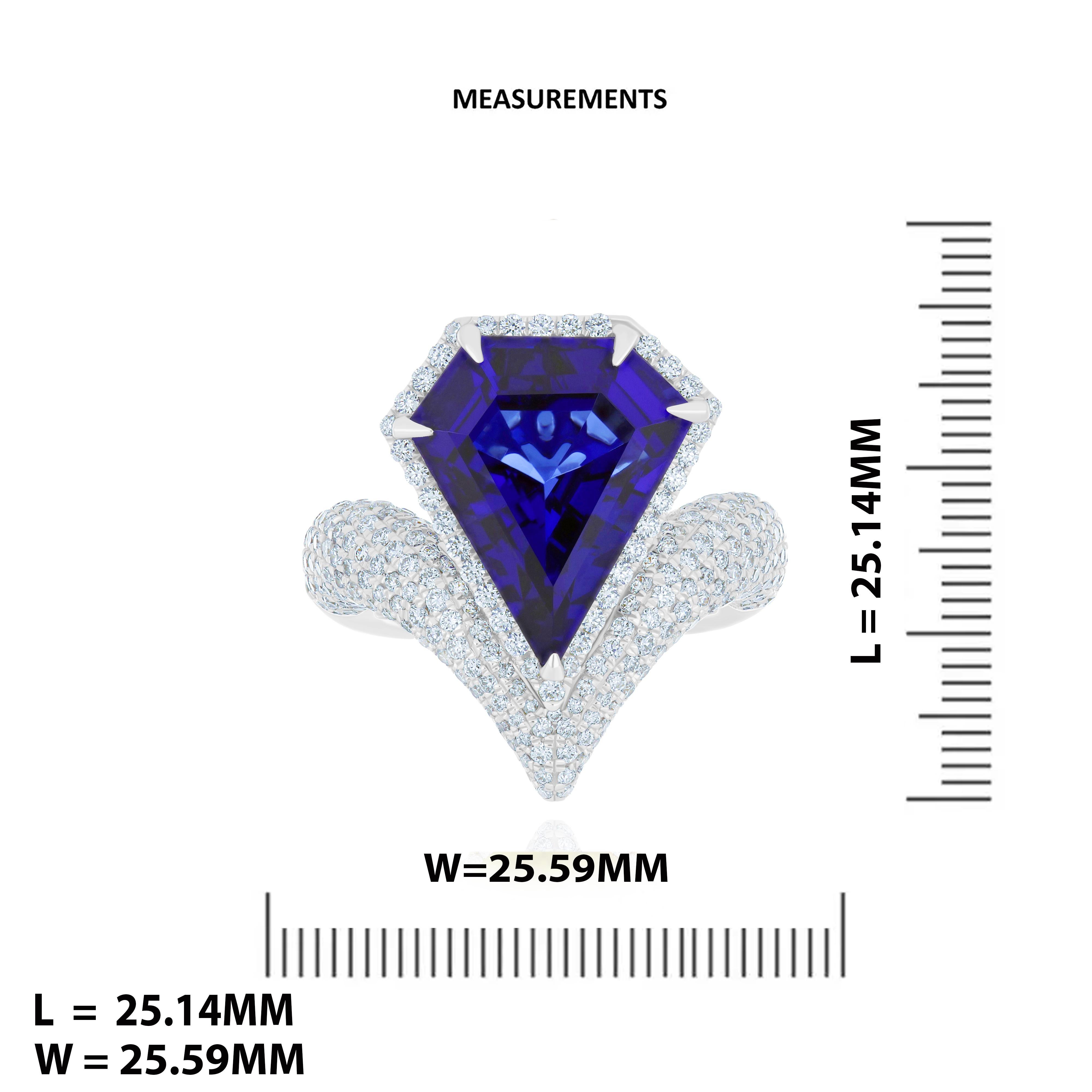 Natural Tanzanite, Diamond Necklace and Matching Ring, Earring in 18k White Gold For Sale 13