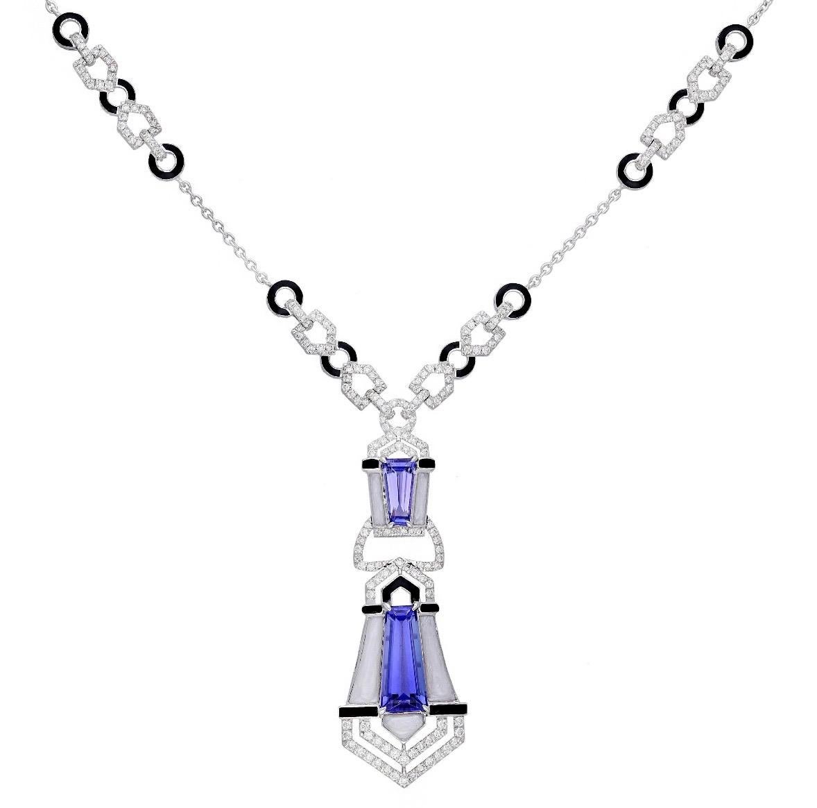 Collier en or 18k Tanzanite naturelle et diamant Neuf - En vente à jaipur, IN