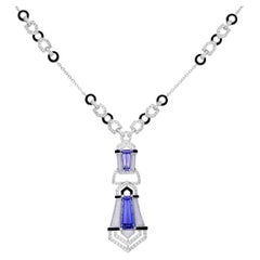 Natural Tanzanite 
Diamond Necklace in 18k Gold