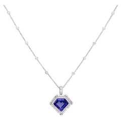 Pendentif en or 18k avec diamant et tanzanite naturelle