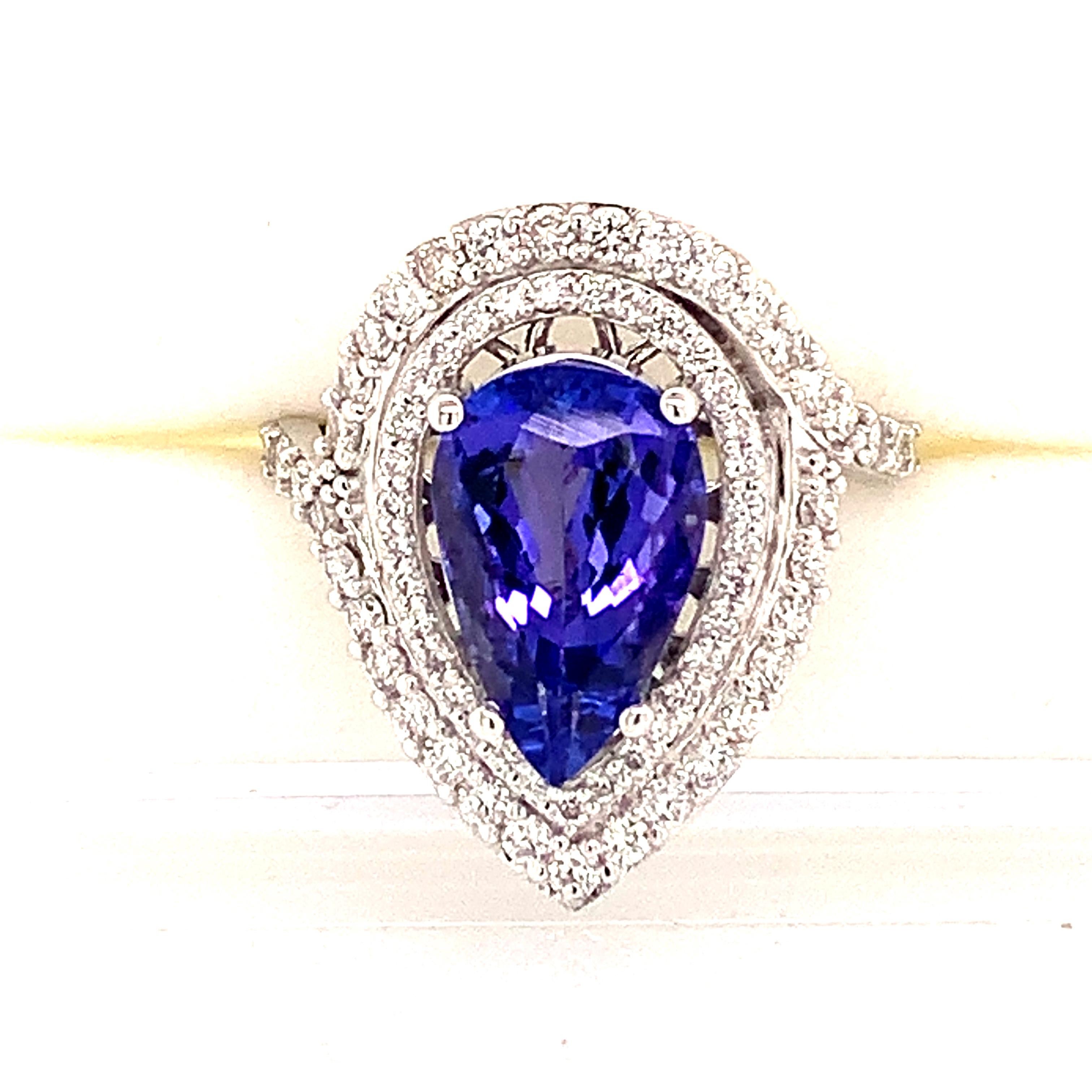 Natural Tanzanite Diamond Ring 14k Gold 4.54 TCW GIA Certified In New Condition For Sale In Brooklyn, NY