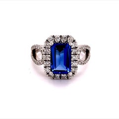 Anillo de Diamantes Tanzanita Natural Oro 14k 5.08 TCW 5.52g Certificado
