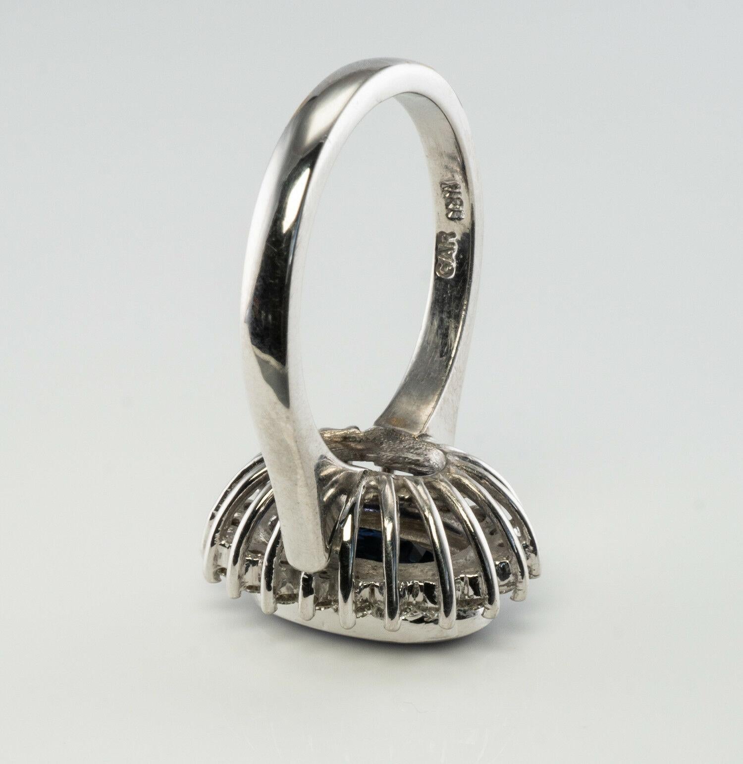 Natural Tanzanite Diamond Ring 18K White Gold Oval For Sale 2