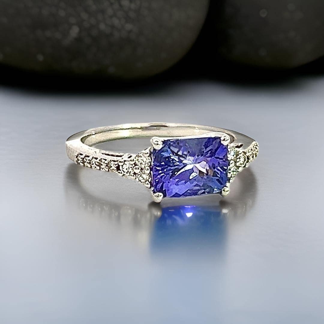 Anillo Diamante Tanzanita Natural 6.25 Oro 14k 1.79 TCW Certificado en venta 2