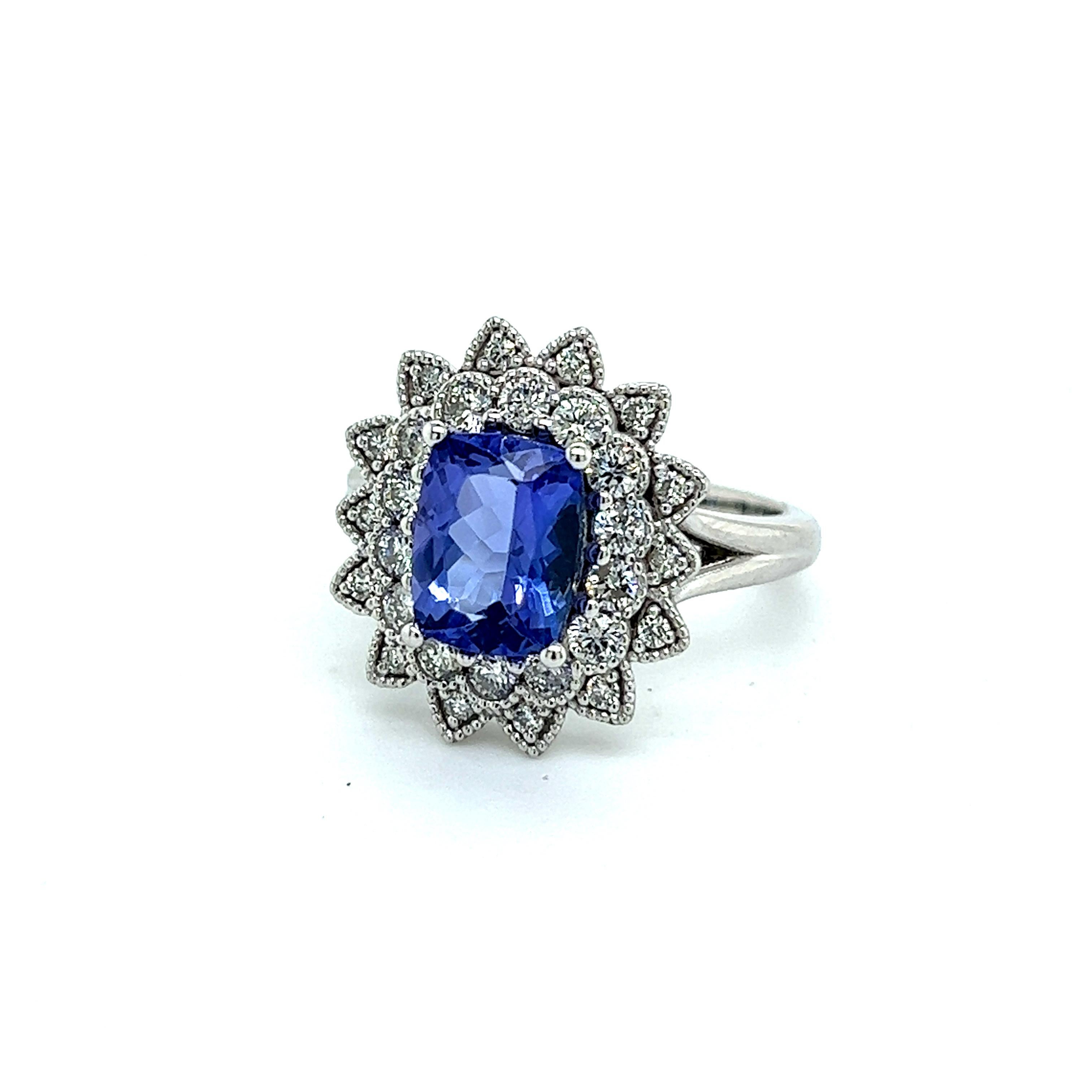 Natural Tanzanite Diamond Ring 6.5 14k W Gold 2.61 TCW Certified For Sale 5