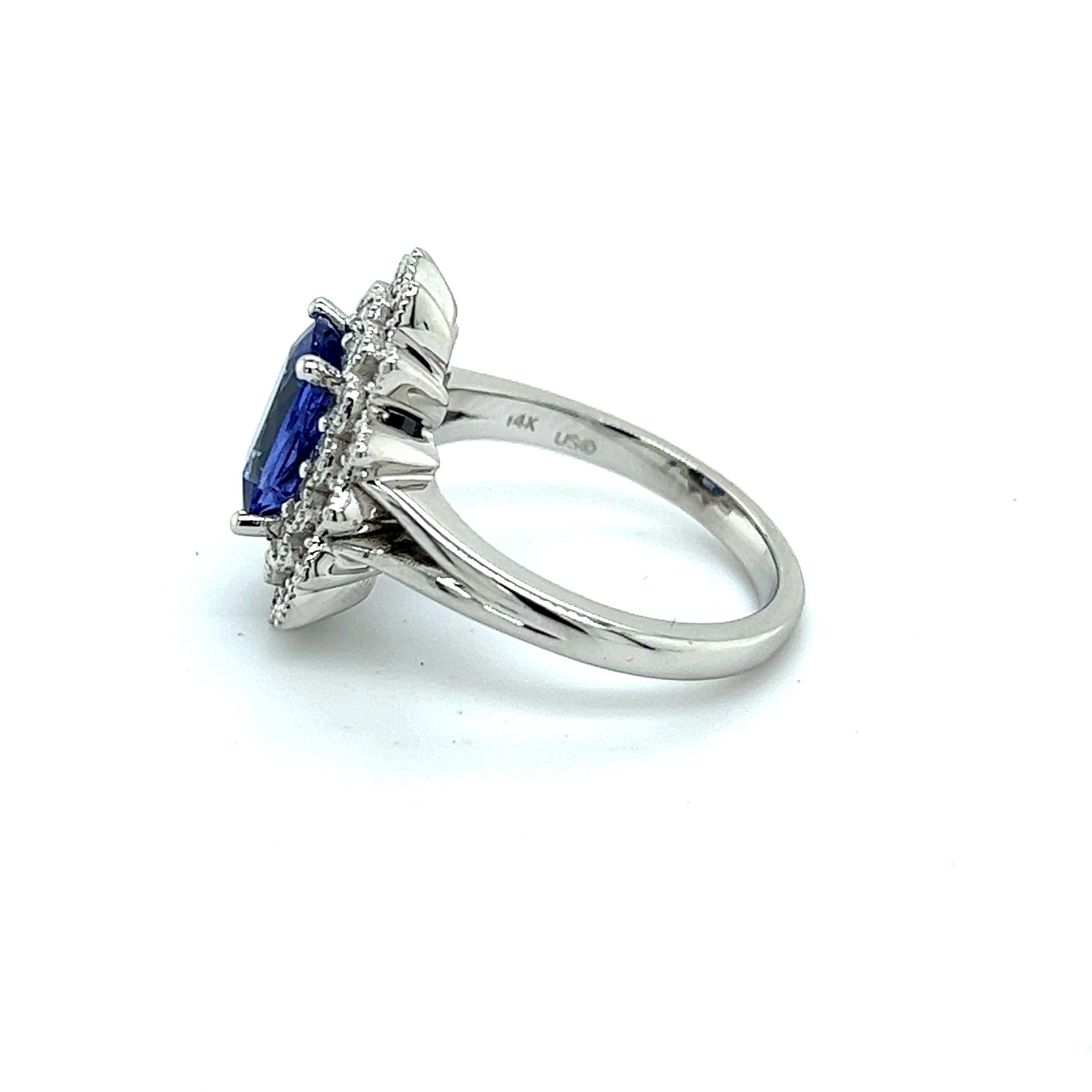 Natural Tanzanite Diamond Ring 6.5 14k W Gold 2.61 TCW Certified For Sale 9