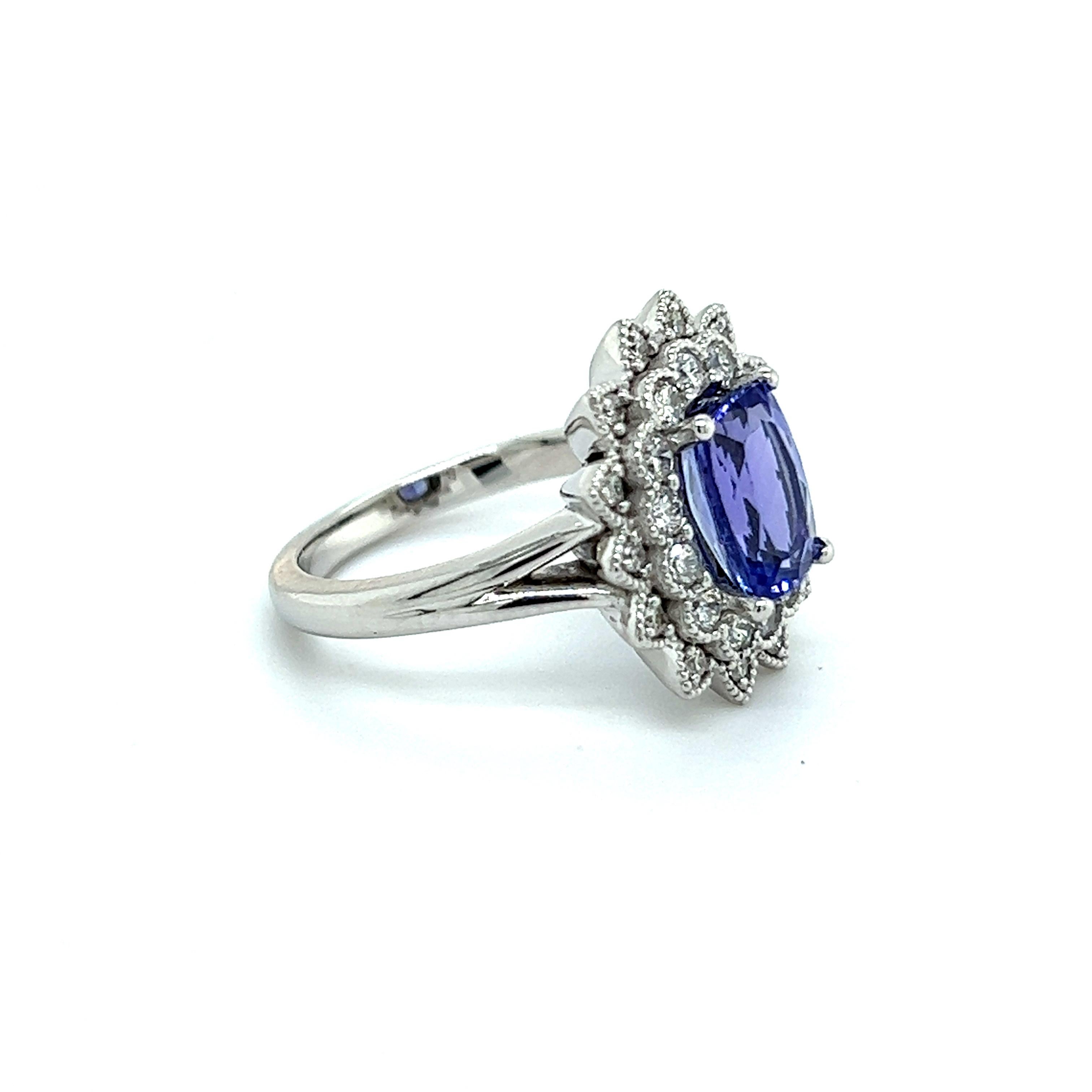 Natural Tanzanite Diamond Ring 6.5 14k W Gold 2.61 TCW Certified For Sale 3