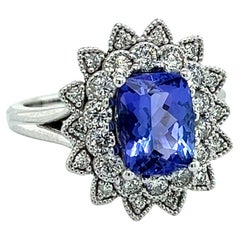 Bague avec diamant tanzanite naturelle 6.5 or 14k W 2.61 TCW certifi