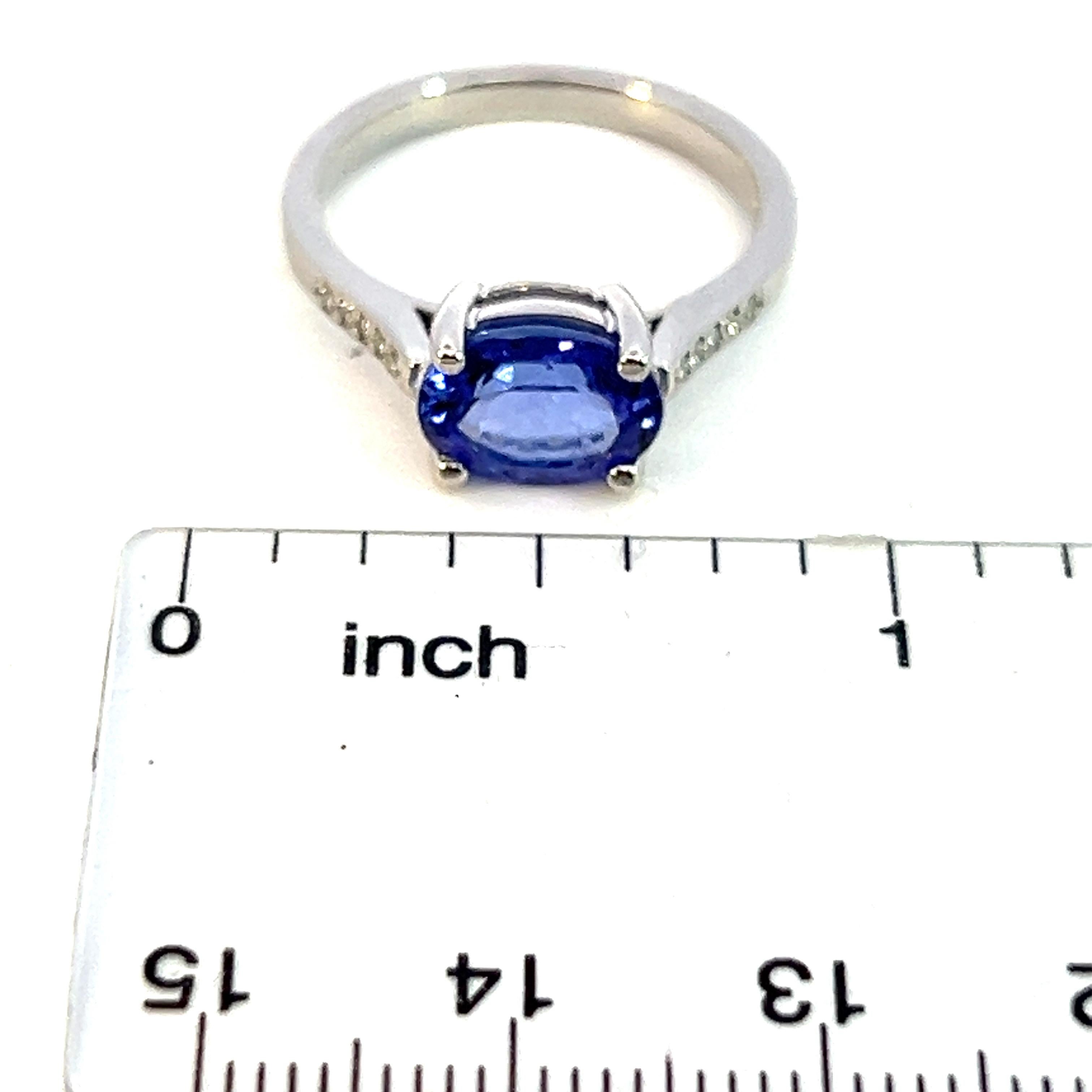 Natural Tanzanite Diamond Ring 6.5 14k WG 2.05 TCW Certified For Sale 6