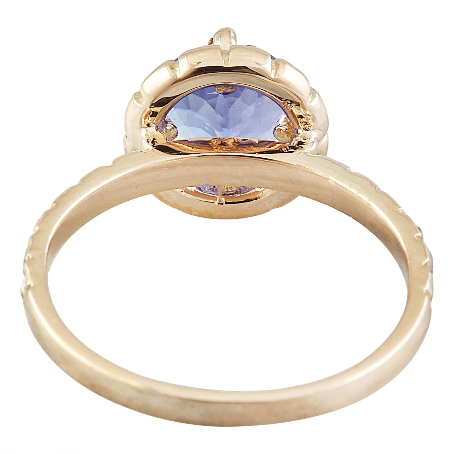 Women's Natural Tanzanite Diamond Ring In 14 Karat Rose Gold  For Sale