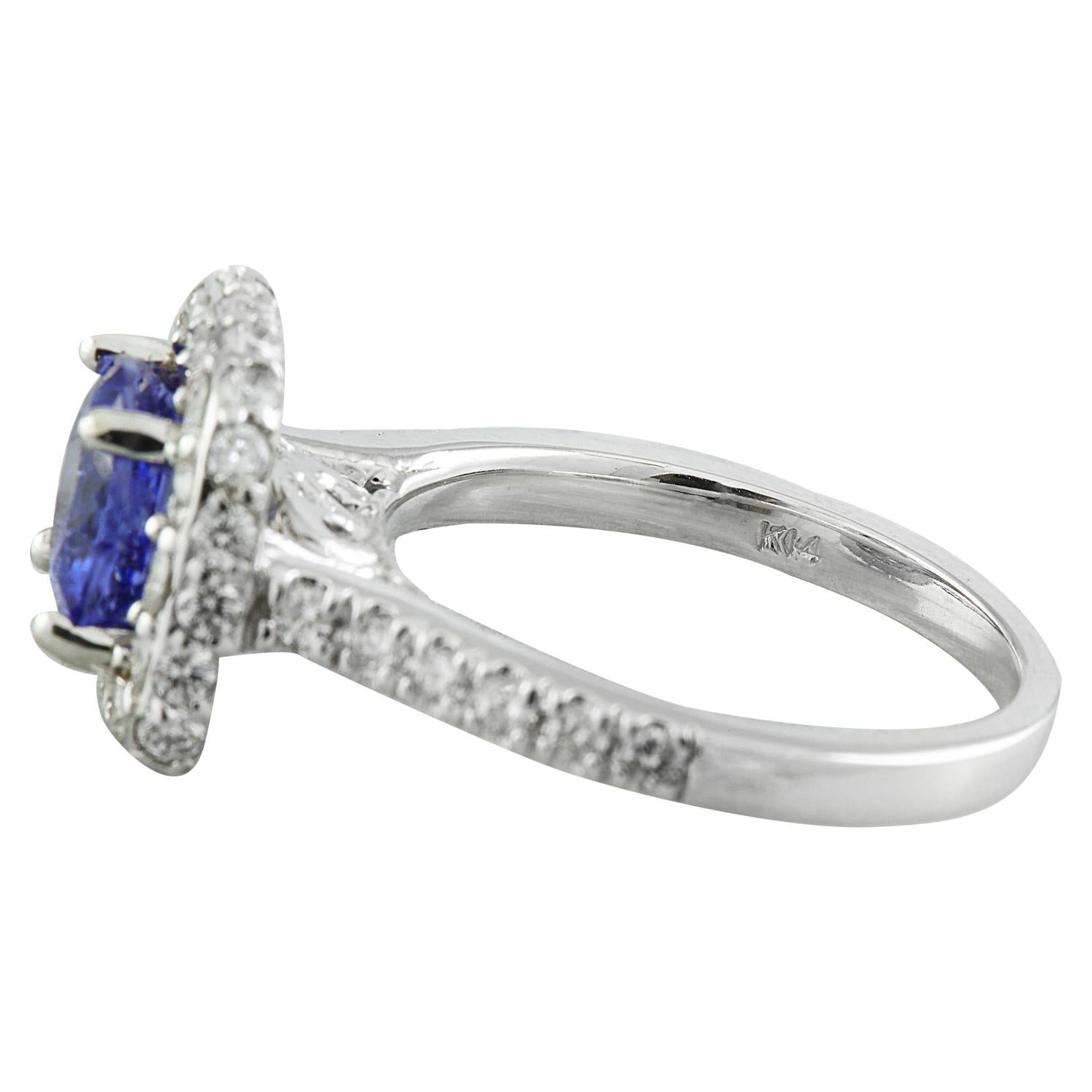 Natural Tanzanite Diamond Ring in 14 Karat Solid White Gold  In New Condition For Sale In Los Angeles, CA