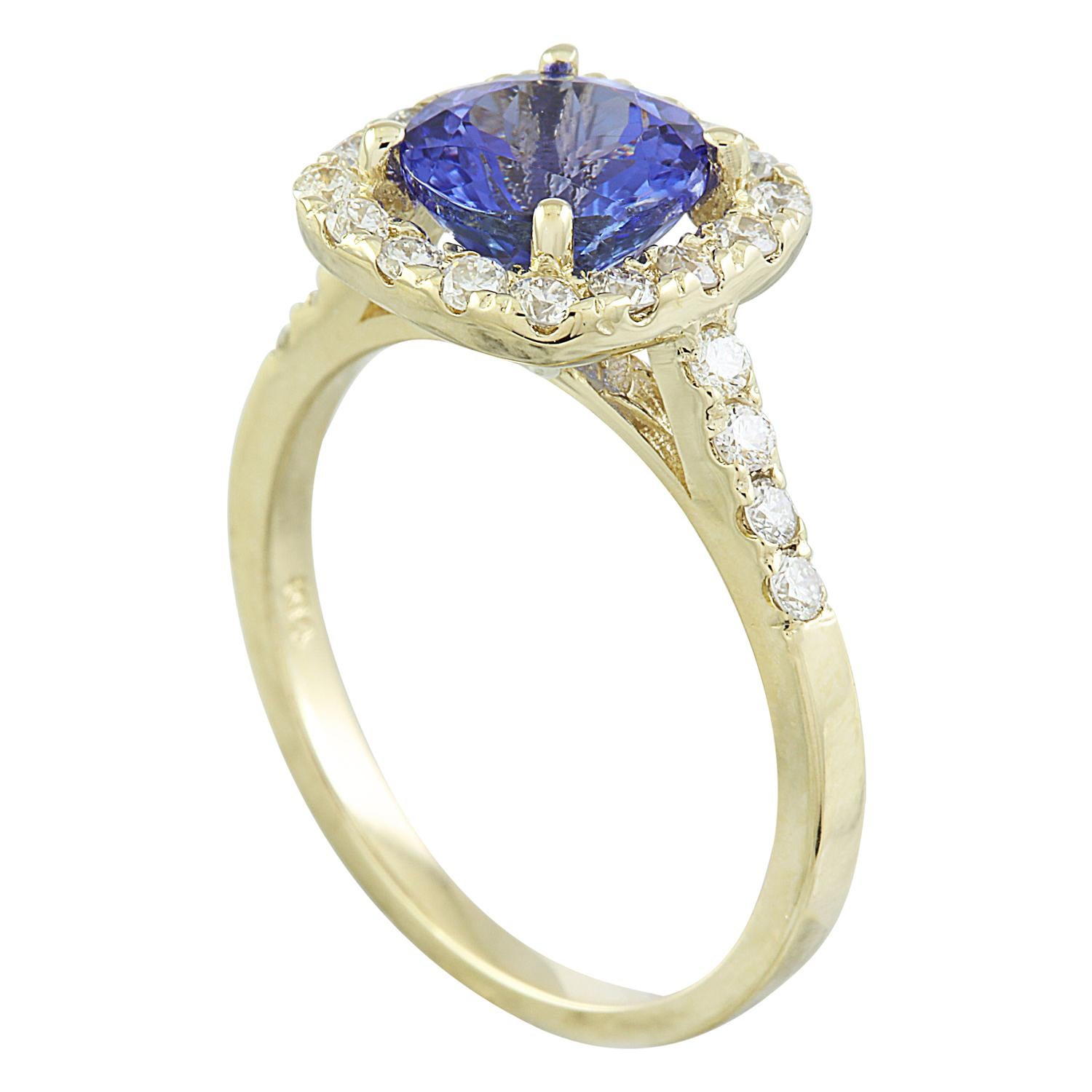 Natural Tanzanite Diamond Ring in 14 Karat Solid Yellow Gold  In New Condition For Sale In Los Angeles, CA