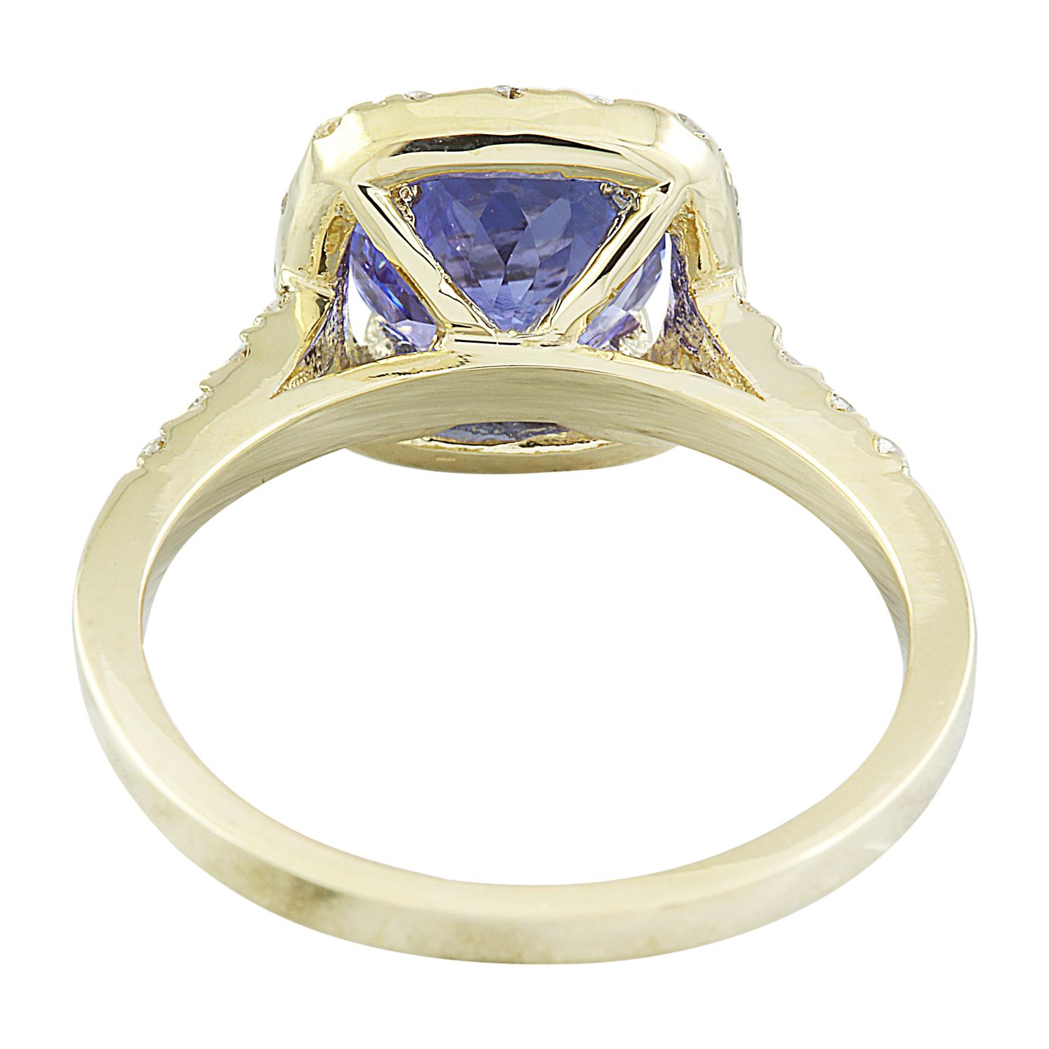 Women's Natural Tanzanite Diamond Ring in 14 Karat Solid Yellow Gold  For Sale