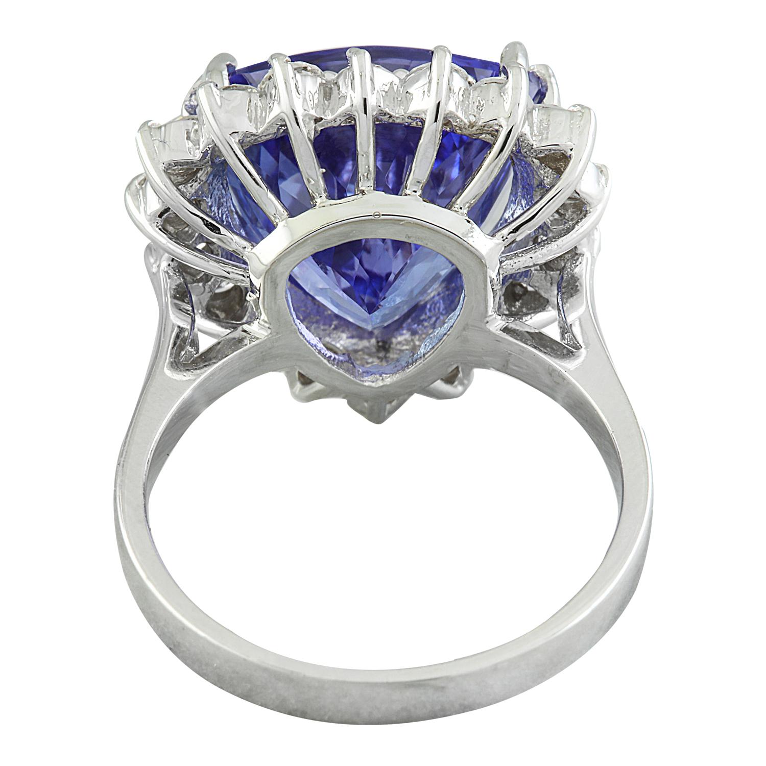 Natural Tanzanite Diamond Ring In 14 Karat White Gold In New Condition For Sale In Manhattan Beach, CA
