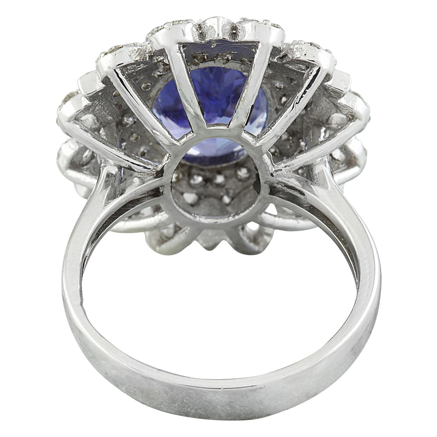 Natural Tanzanite Diamond Ring In 14 Karat White Gold In New Condition For Sale In Manhattan Beach, CA
