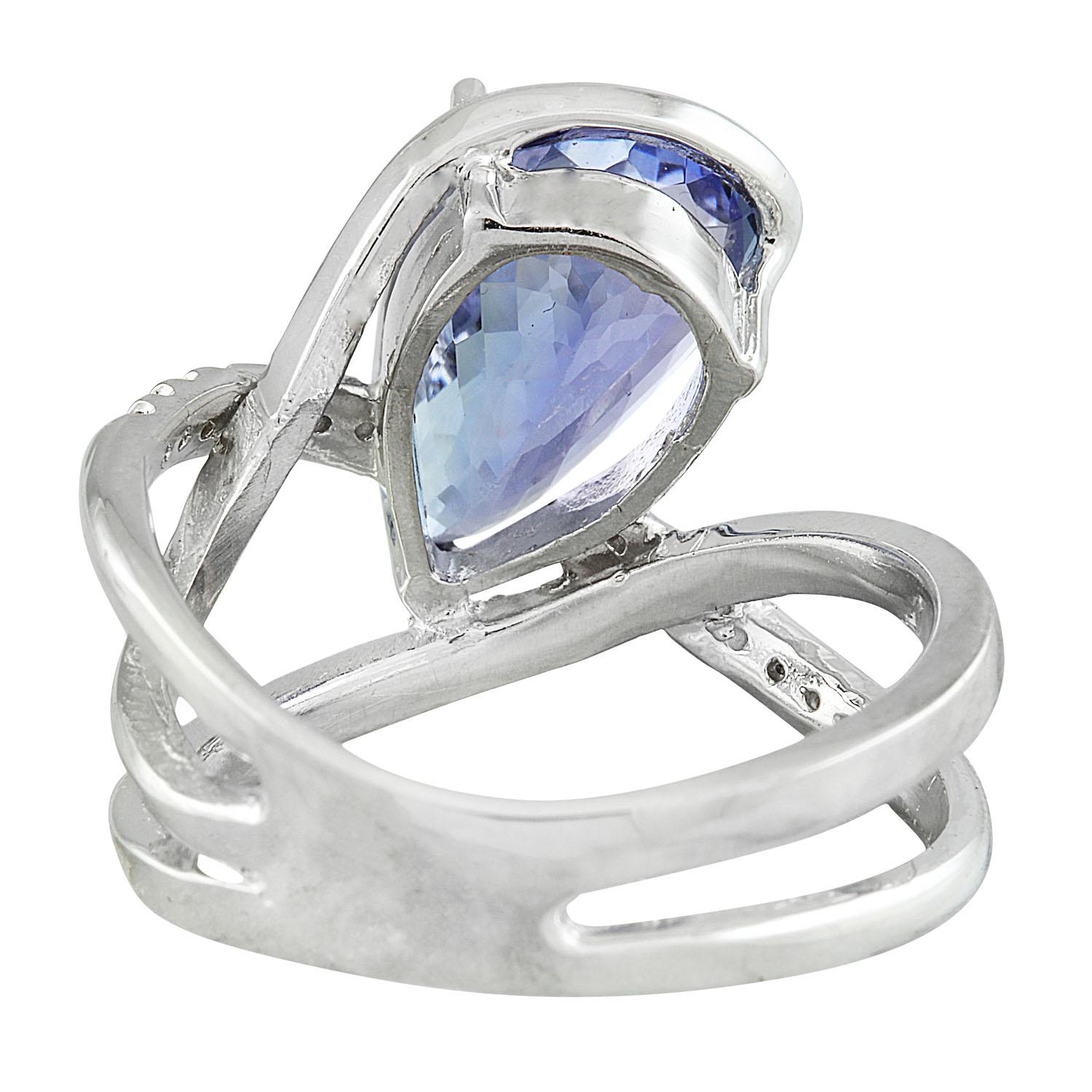 Women's Natural Tanzanite Diamond Ring In 14 Karat White Gold  For Sale