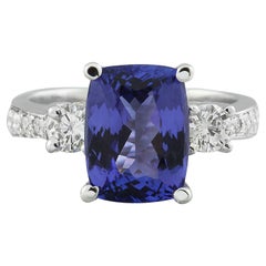 Natural Tanzanite Diamond Ring In 14 Karat White Gold