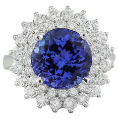 Natural Tanzanite Diamond Ring In 14 Karat White Gold 