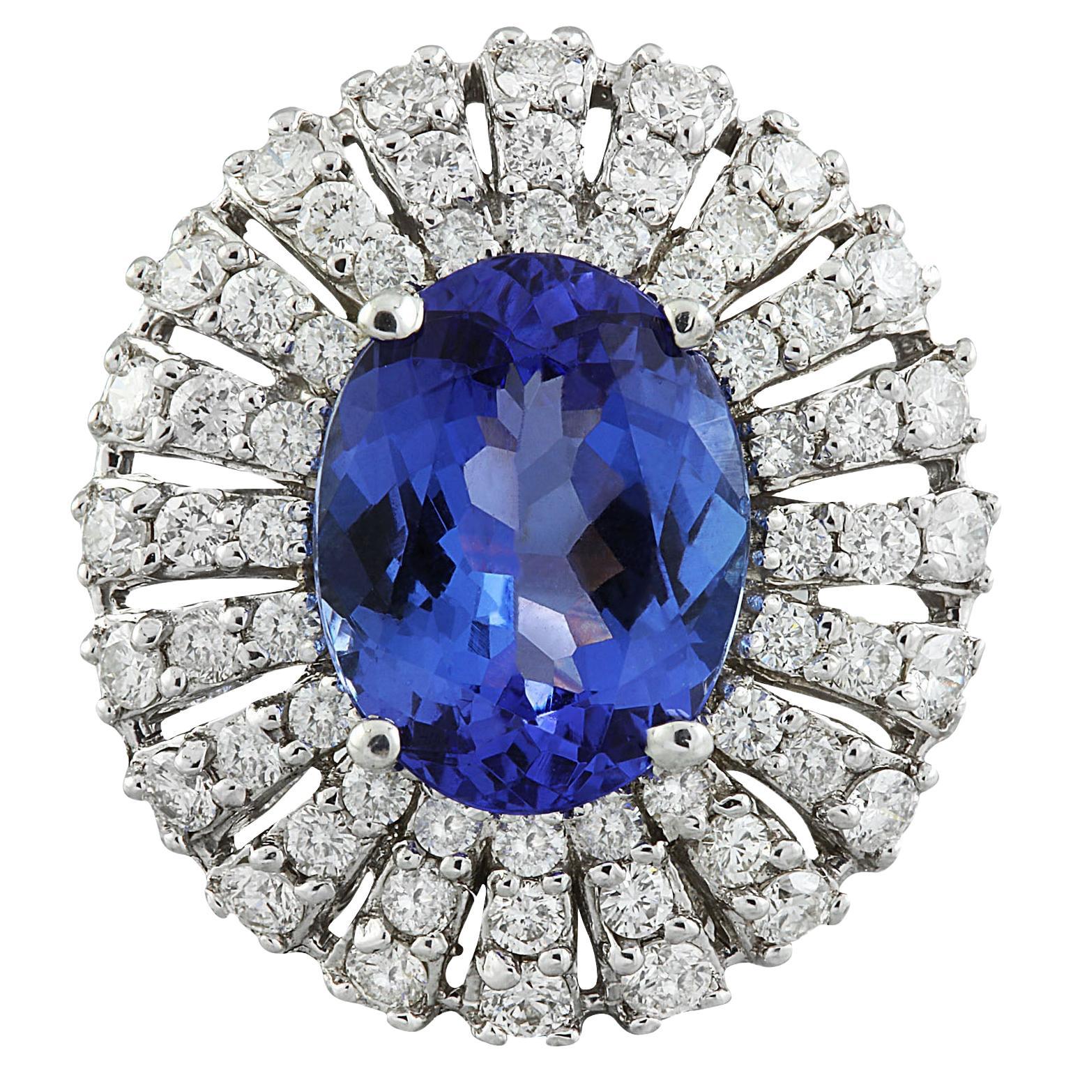 Natural Tanzanite Diamond Ring In 14 Karat White Gold 