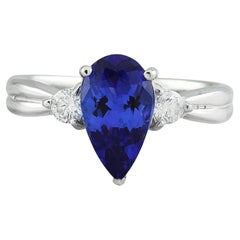 Natural Tanzanite Diamond Ring In 14 Karat White Gold 