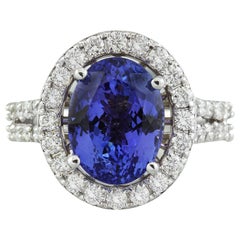 Natural Tanzanite Diamond Ring In 14 Karat White Gold