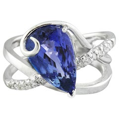 Natural Tanzanite Diamond Ring In 14 Karat White Gold 