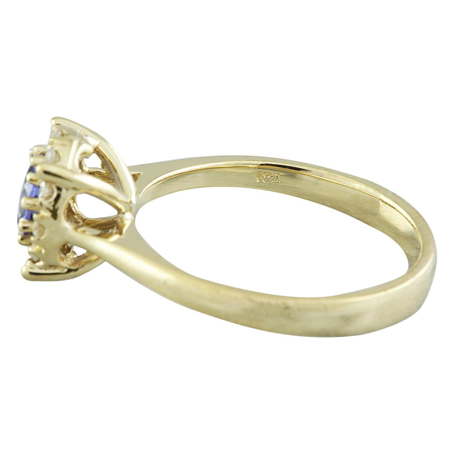 Natural Tanzanite Diamond Ring In 14 Karat Yellow Gold In New Condition For Sale In Los Angeles, CA