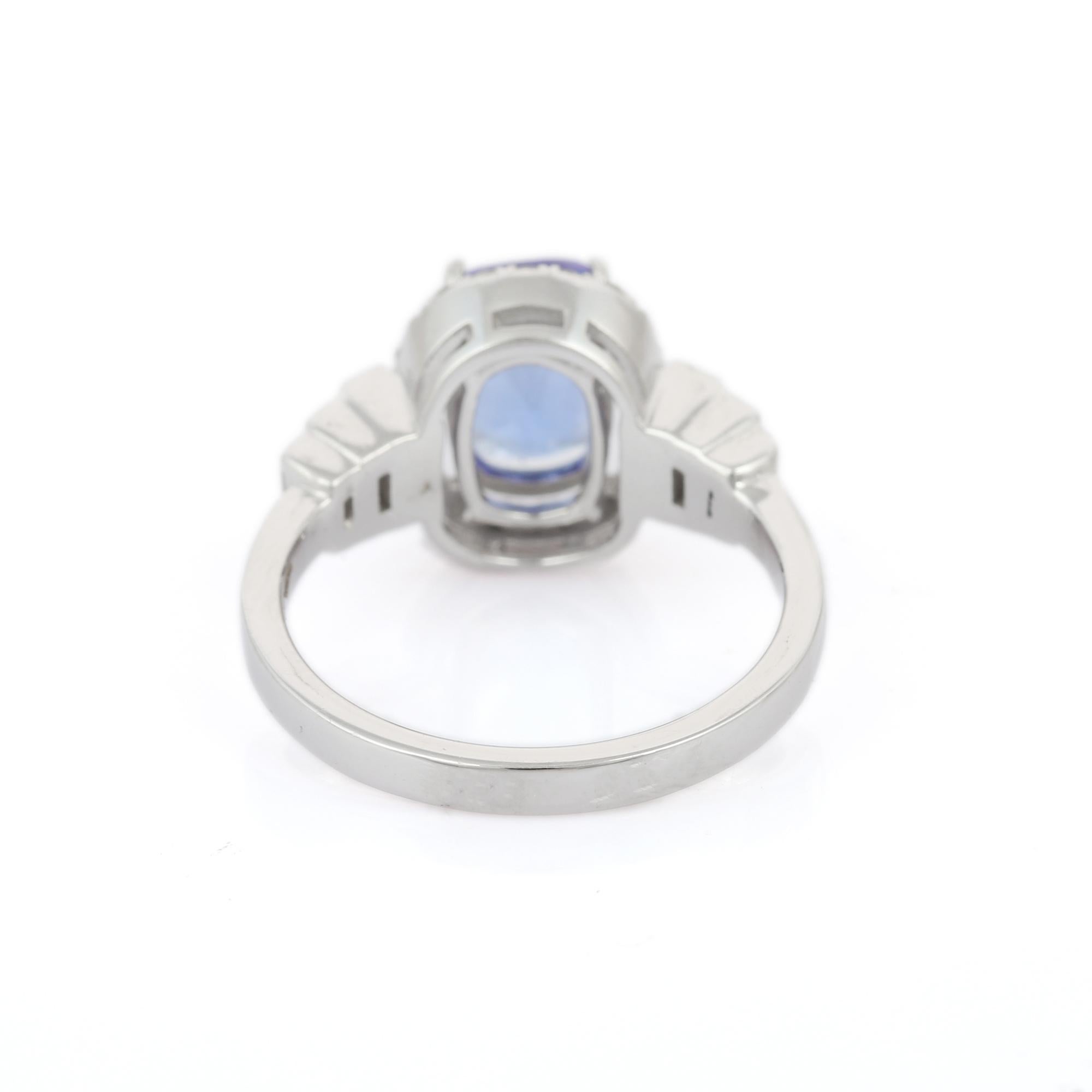 For Sale:  Natural Tanzanite Diamond Ring in 18 Karat Solid White Gold 4