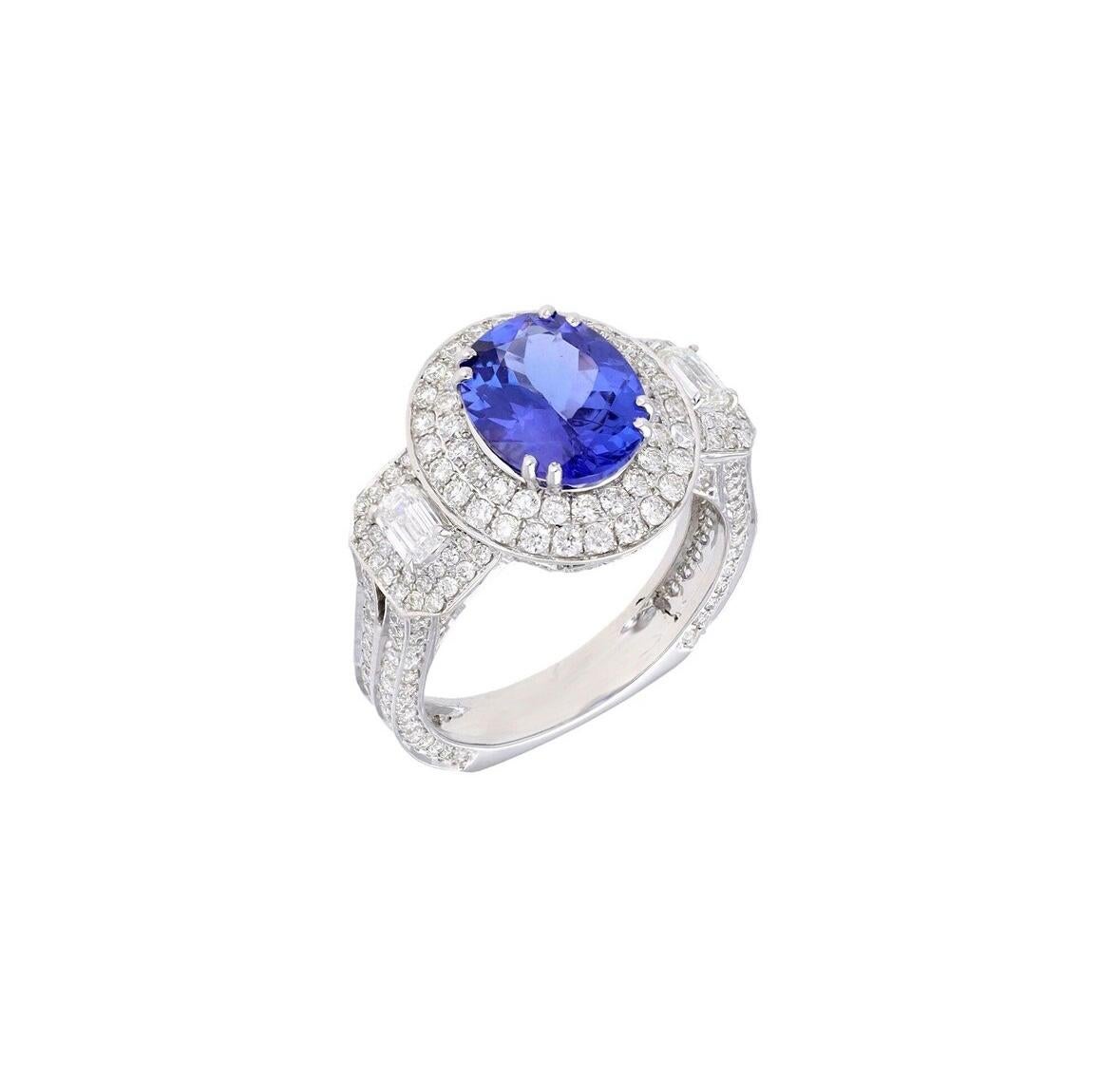 Anello con diamante tanzanite naturale in oro 18 carati In condizioni Nuovo in vendita a jaipur, IN