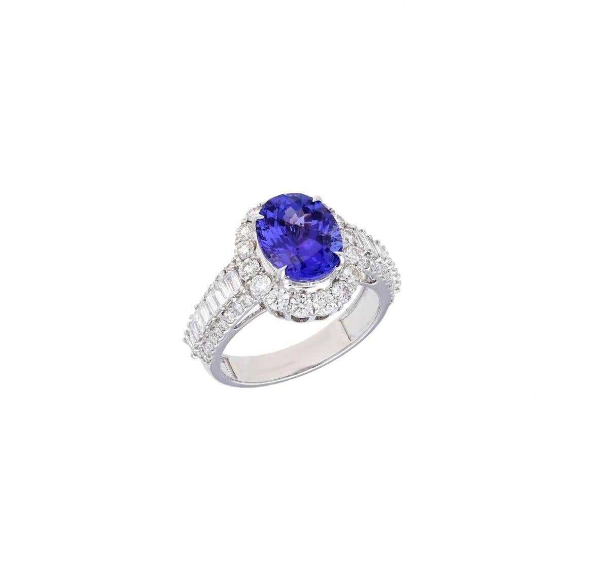 Natürlicher Tansanit-Diamantring aus 18 Karat Gold im Zustand „Neu“ im Angebot in jaipur, IN