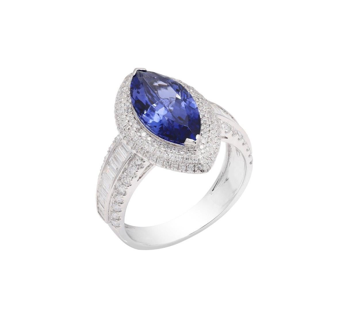 Natural tanzanite & diamond ring in 18k gold 1