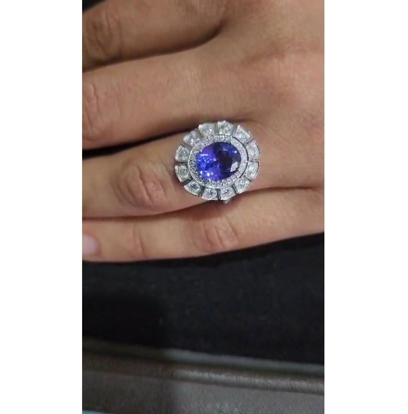 Bague en or 18k avec diamant et tanzanite naturelle en vente 1
