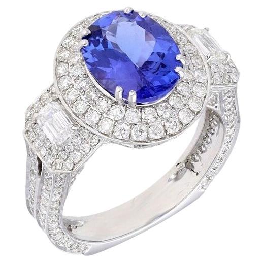 Natural tanzanite diamond ring in 18k gold