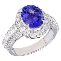 Natural tanzanite diamond ring in 18k gold