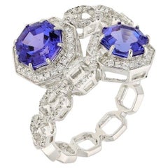 Bague en or 18k avec diamant et tanzanite naturelle