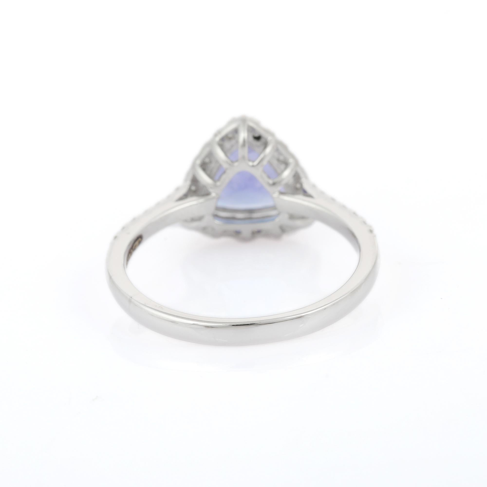 For Sale:  Natural Tanzanite Diamond Engagement Ring in 18k Solid White Gold 3