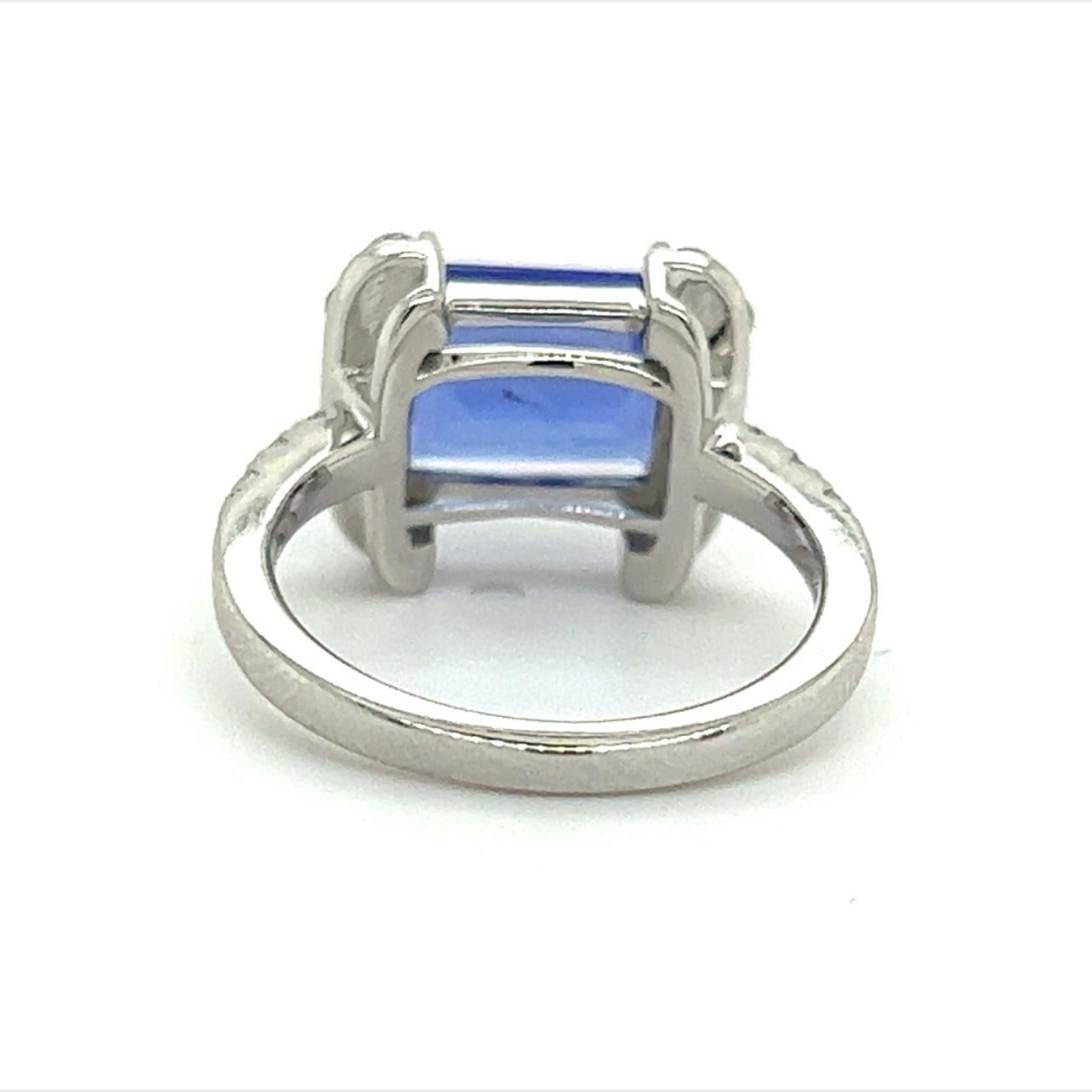 Natural Tanzanite Diamond Ring Size 14k W Gold 3.89 TCW Certified For Sale 3