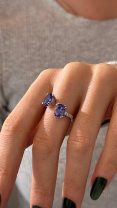 Natural Tanzanite Diamond Ring Size 6 14k W Gold 4 TCW Certified