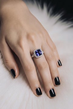 Natural Tanzanite Diamond Ring Size 6.5 14k Gold 3.95 TCW Certified