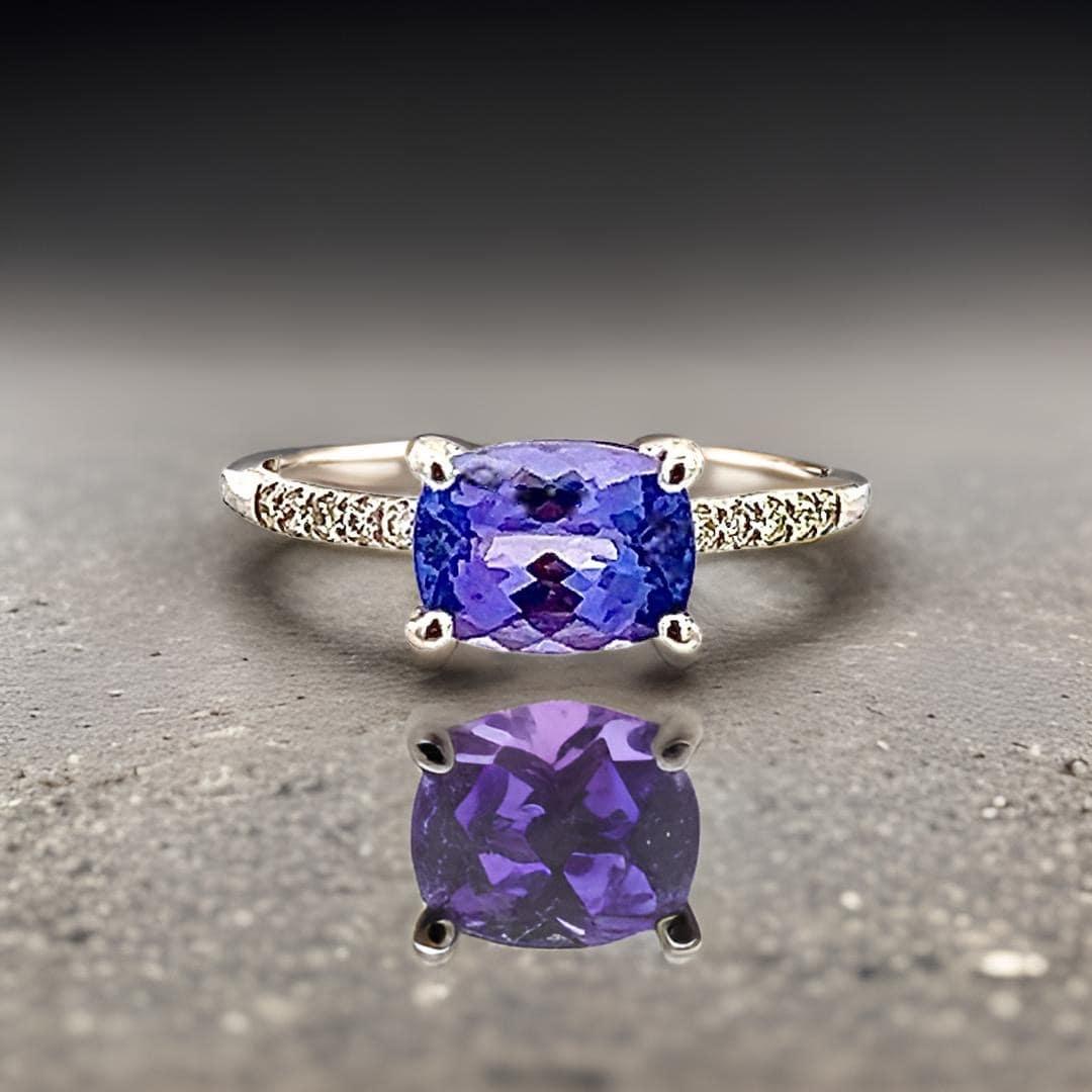 Anello con diamante di tanzanite naturale misura 6,5 in oro 14k W 1,79 TCW certificato in vendita 5