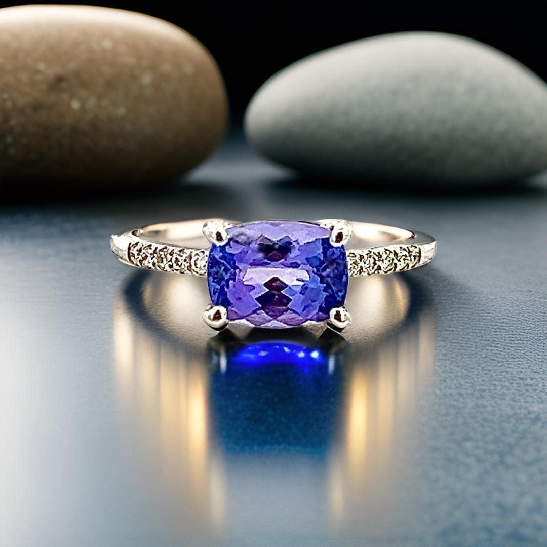 Anello con diamante di tanzanite naturale misura 6,5 in oro 14k W 1,79 TCW certificato in vendita 4