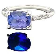 Natürlicher Tansanit Diamantring Größe 6,5 14k W Gold 1,79 TCW zertifiziert
