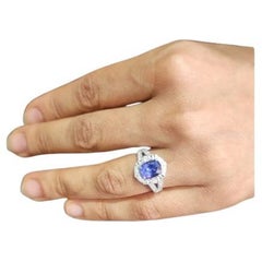 Stunning 18K White Gold Tanzanite & Diamond Halo Ring, 2.27ct