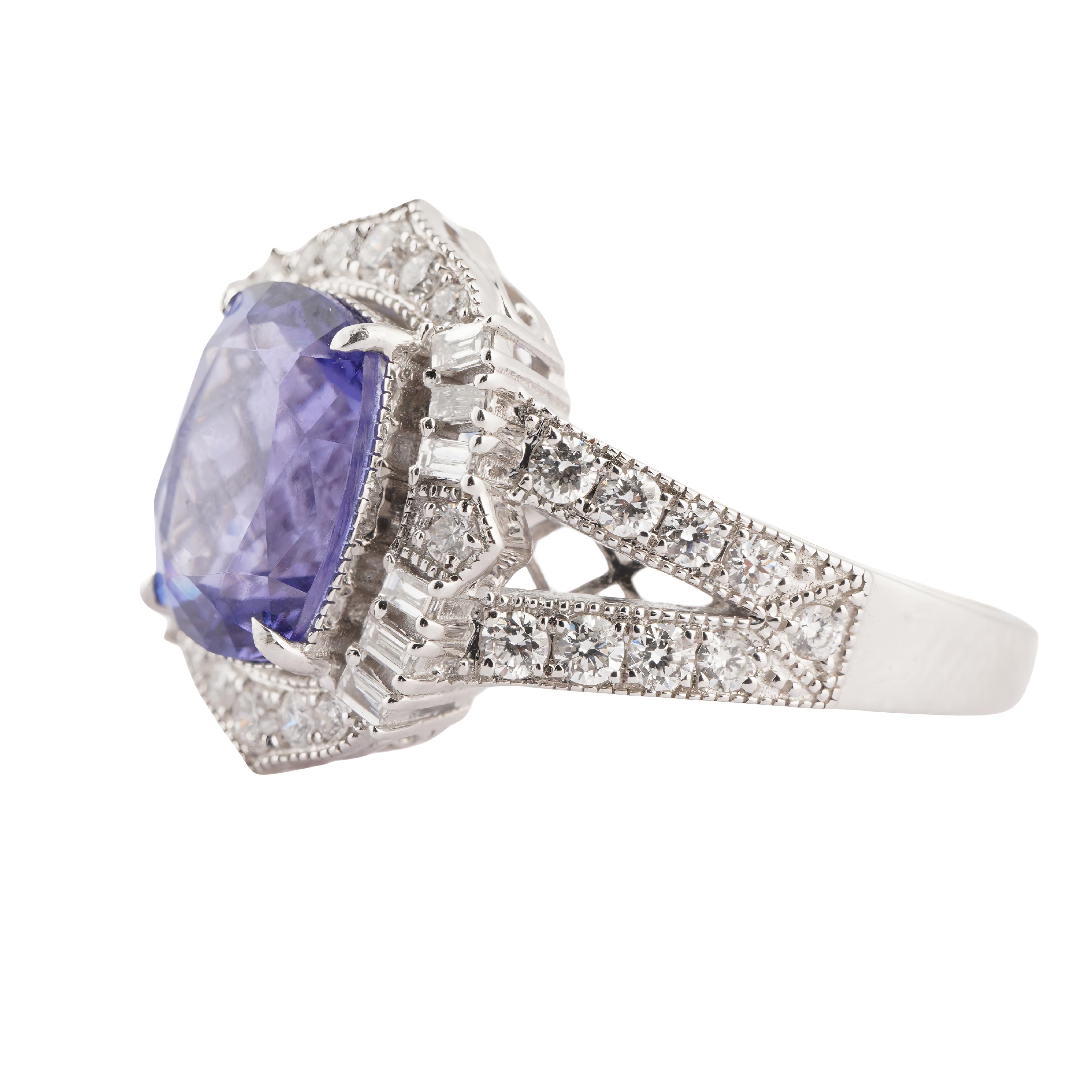 Bagues en or 18k avec diamant et tanzanite naturelle en vente 1