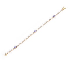 Natural 1.48cts Tanzanite & 1.97cts Diamond Tennis Bracelet in 18k Gold