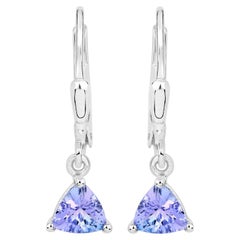 Natural Tanzanite Earrings 0.84 Carats Sterling Silver