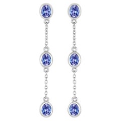 Natürliche Tansanit-Ohrringe 1,96 Karat Sterling Silber