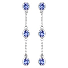 Natural Tanzanite Earrings 1.96 Carats Sterling Silver