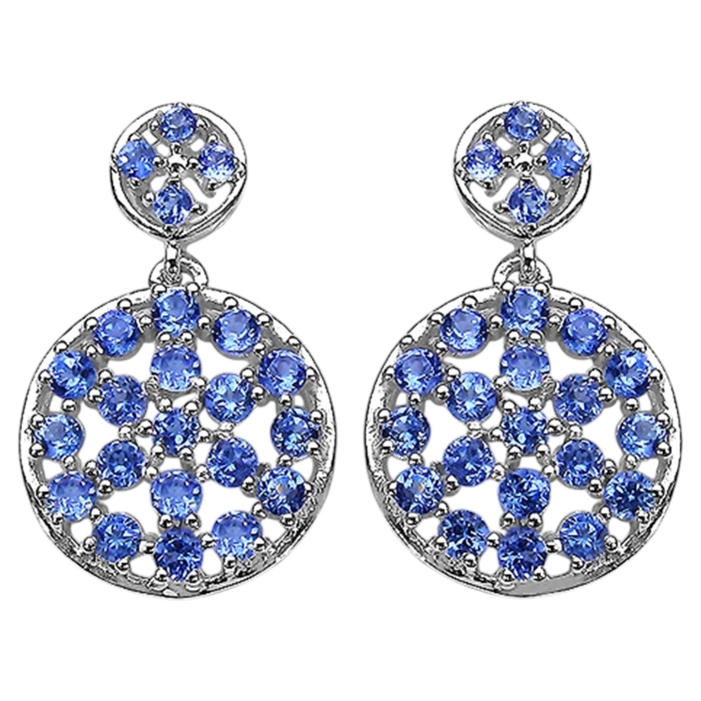 Natürliche Tansanit-Ohrringe 2.9 Karat Sterling Silber im Angebot