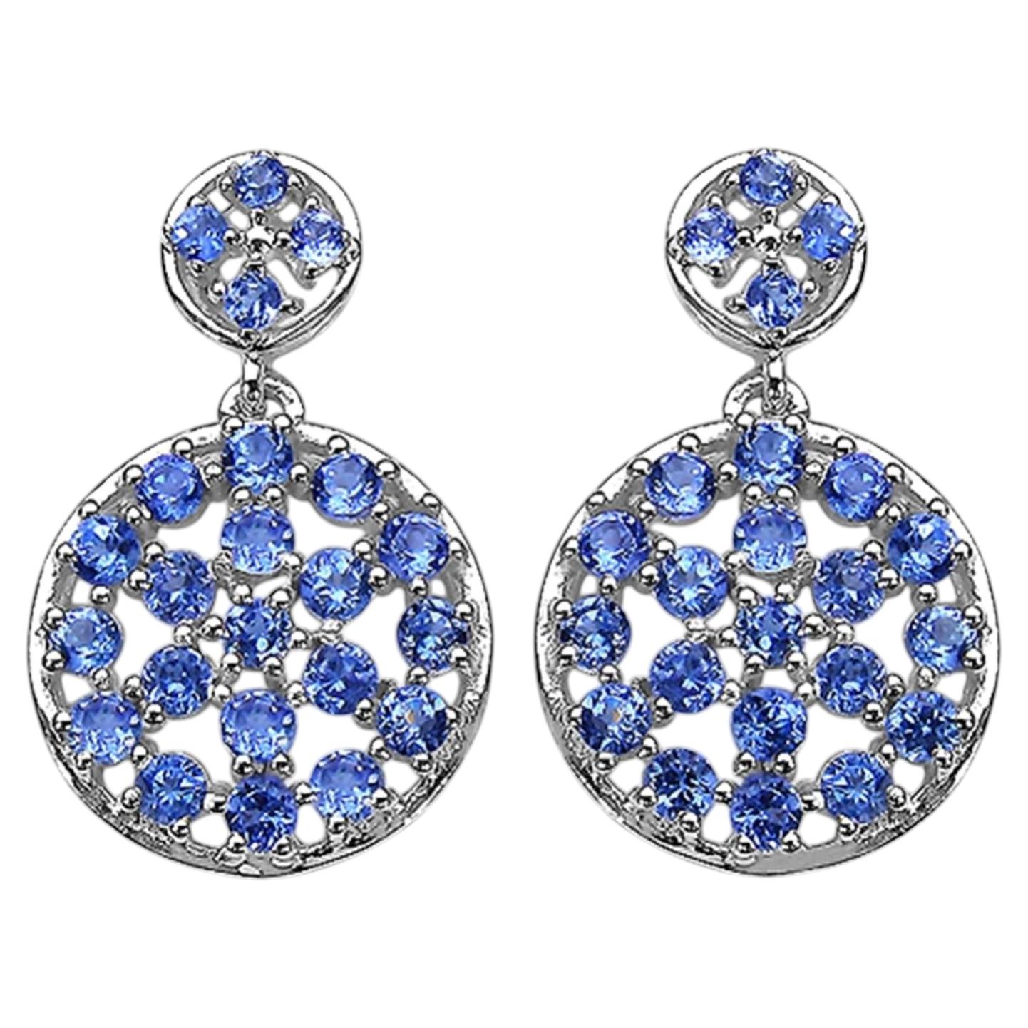 Natürliche Tansanit-Ohrringe 2.9 Karat Sterling Silber